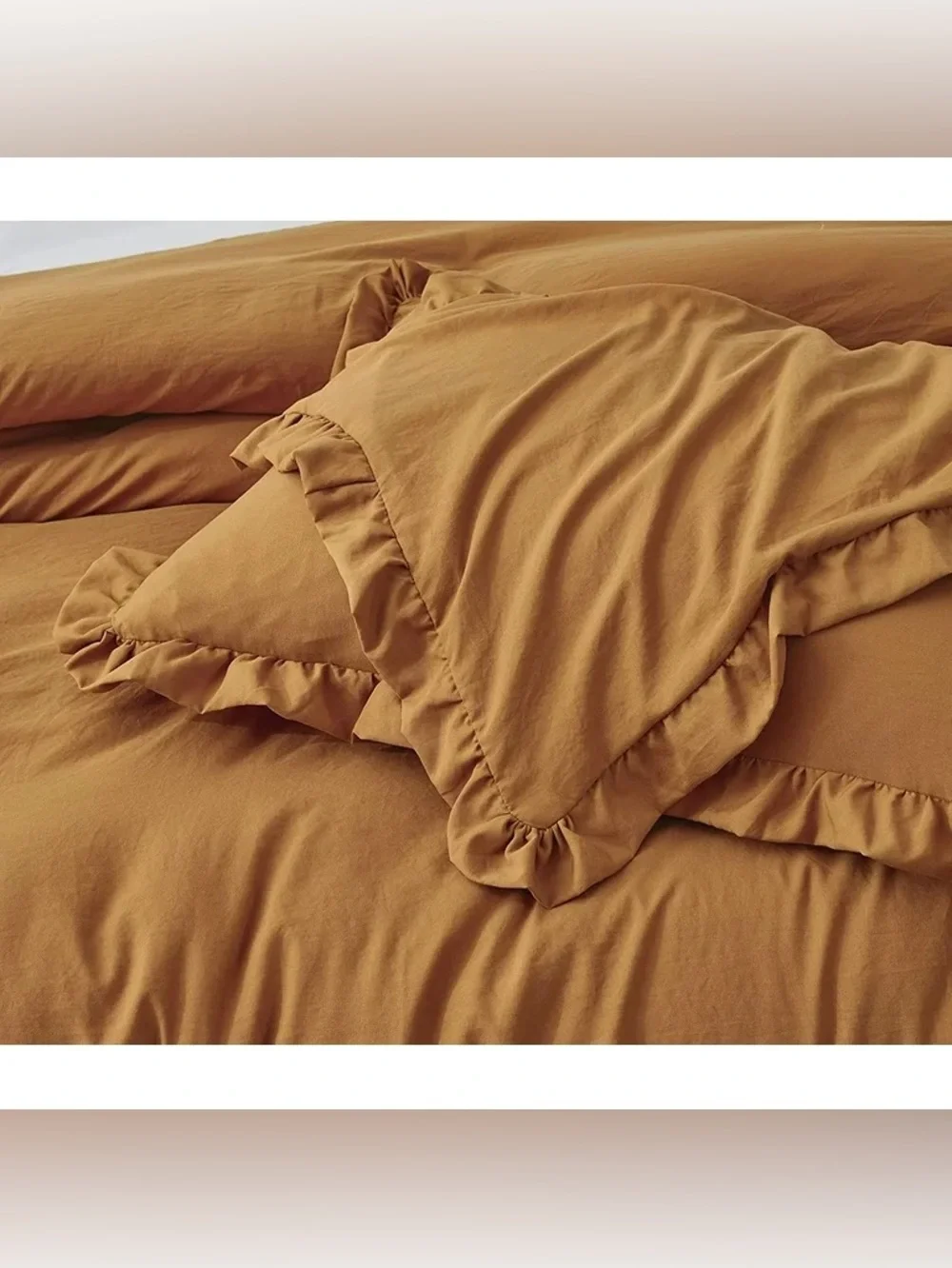 Rust Ruffle Edge Full 3 piece Comforter Set